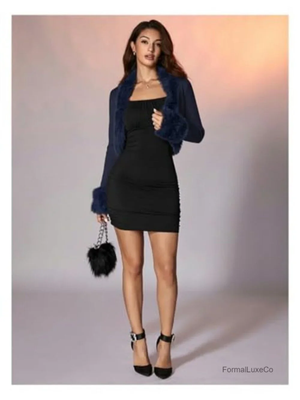 Faux Fur Fuzzy Coat Open Front Party Crop Jacket